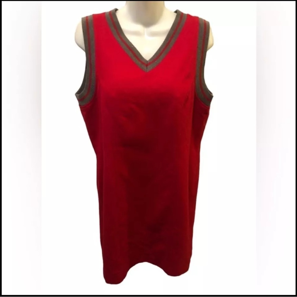 VTG Abercrombie & Fitch Wool Blend Varsity Jumper Dress Size L A-line Red